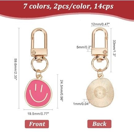Cross-border e-commerce alloy color dripping smiley face keychain electroplated gold irregular expression bag pendant accessories - MANDOTOS INTERNATIONAL