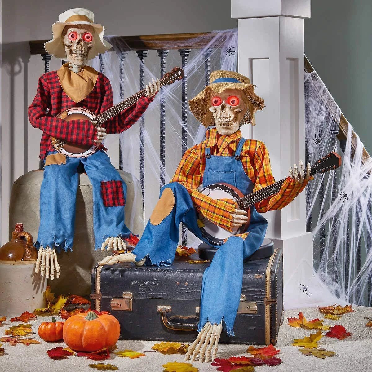 Light-Up Guitarist Skeleton: Spooky Halloween Decoration - MANDOTOS