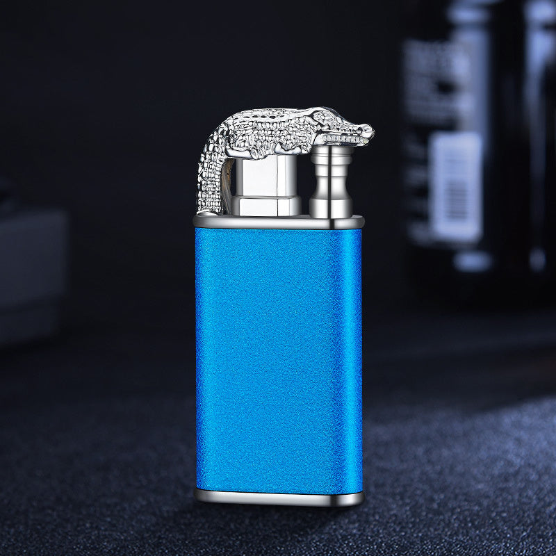 Mandotos Creative Blue Flame Lighter Dolphin Dragon Tiger Metal Windproof Double Flame Refillable - MANDOTOS