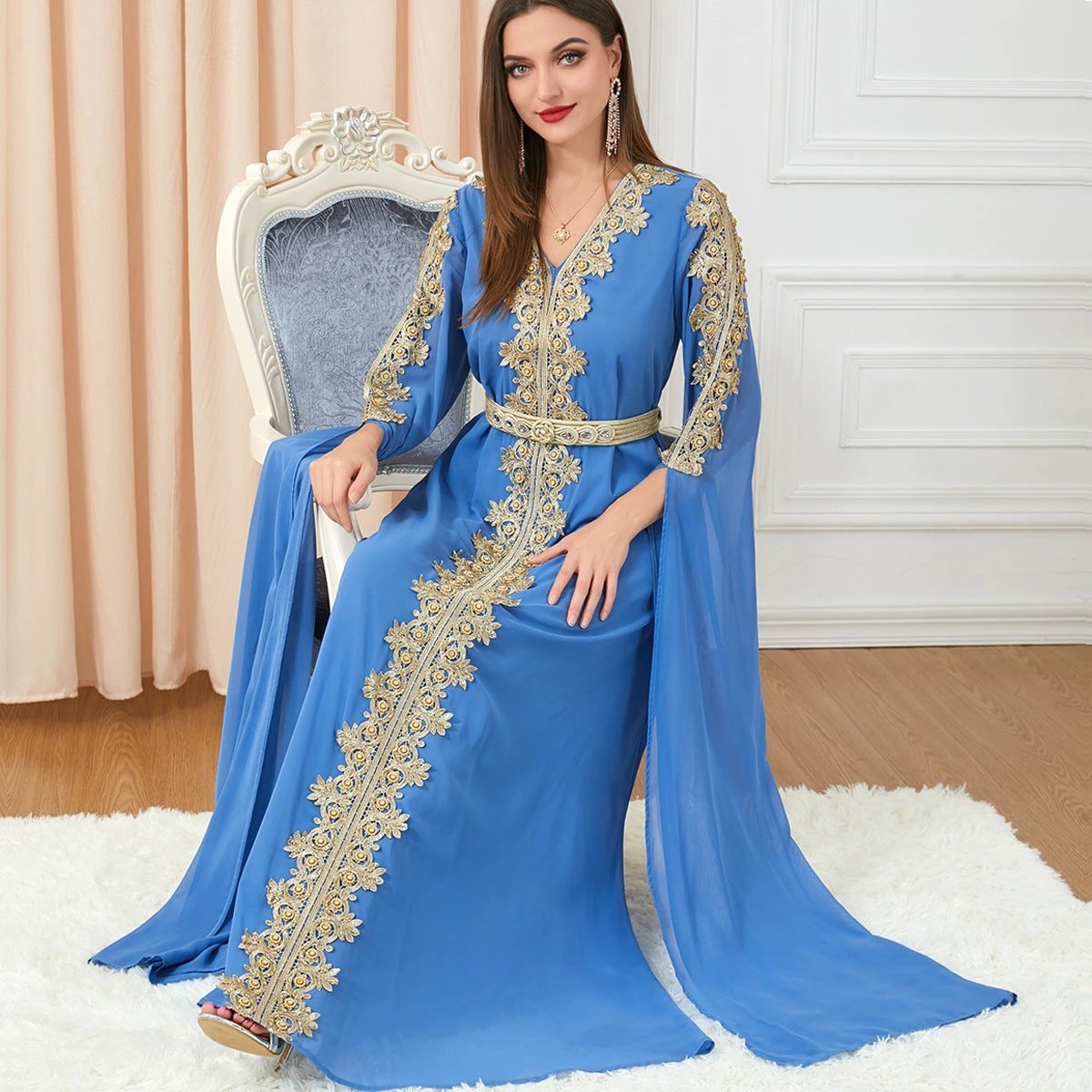Women's Skirt Splicing Extra Long Sleeve Dress MANDOTOS