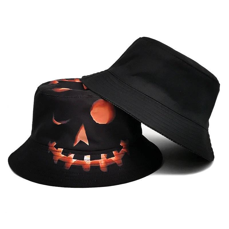 Halloween Pumpkin Fisherman Hat - Creative Cartoon Grimace Print - MANDOTOS