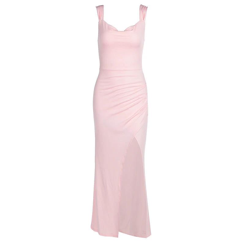 Slim Sleeveless Slit Dress With Back Tie Design Fashion Temperament Dresses For Women Clothing MANDOTOS