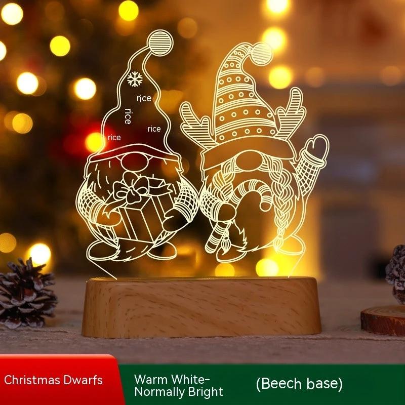 MANDOTOS Christmas 3D LED Acrylic Night Light Ornament Festive Holiday Decor Gift Idea For Kids - MANDOTOS
