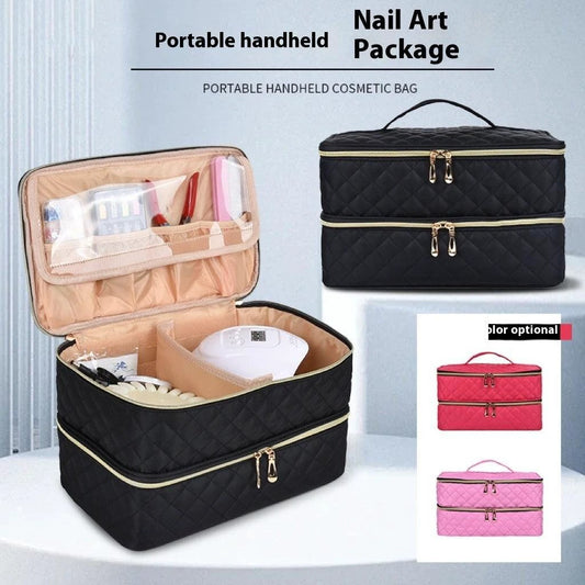 GlamourPro Double-Layer Nail Tool Organizer - Stylish & Functional Storage Solution - MANDOTOS