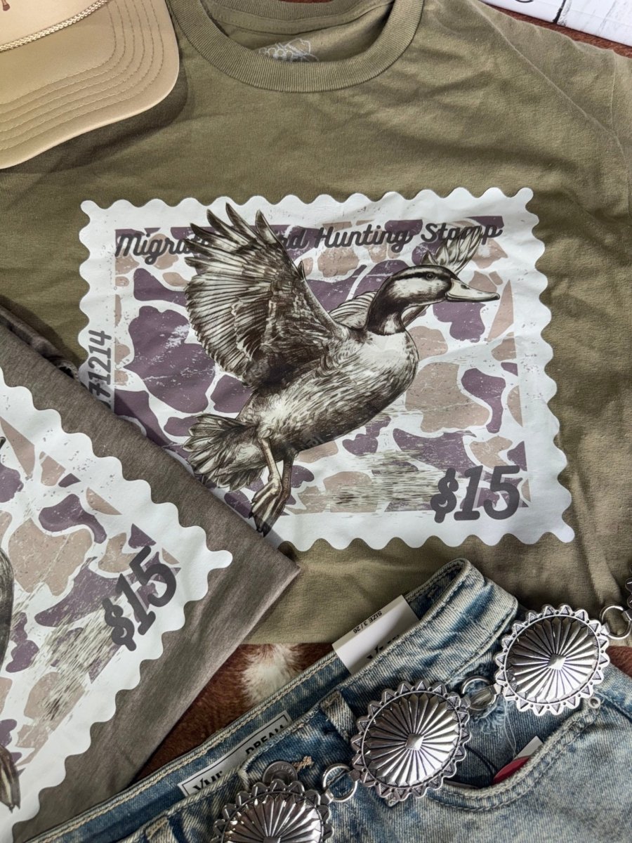 Duck Stamp Graphic Tee - Olive Green - MANDOTOS INTERNATIONALGraphic Tees