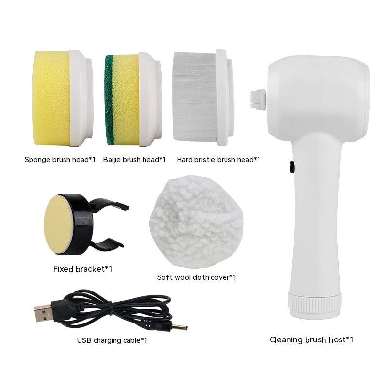 MANDOTOS Electric Cleaning Brush 4 In 1 Spinning Scrubber Handheld Cordless Portable With Interchangeable Heads - MANDOTOS