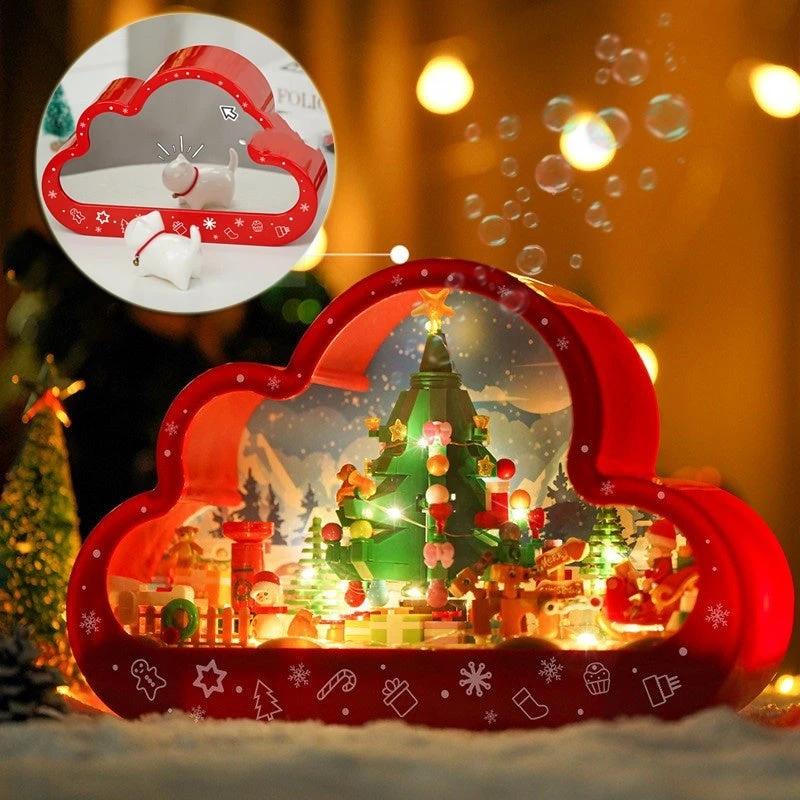 Mandotos Christmas Cloud Night Lamp With LED Lights Mirror Frame Assembled Building Blocks - MANDOTOS