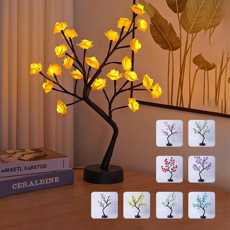 Rose Flower Tree Table Lamp - USB Fairy Desk Night Light - MANDOTOS