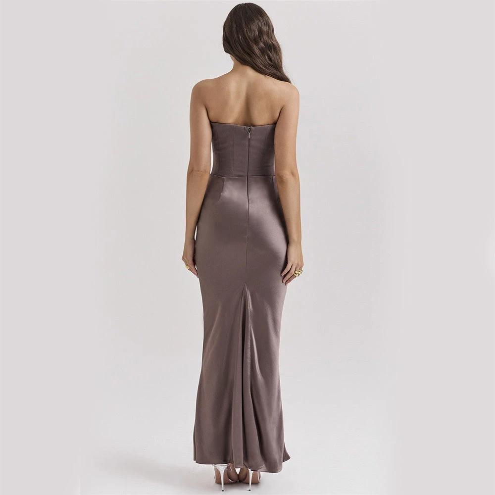 Slim Tube Top Long Dress Sexy Fashion Bandeau Backless Party Evening Dresses For Women Clothing MANDOTOS