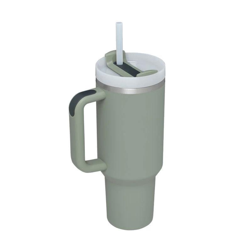 40 Oz Tumbler With Handle Straw Insulated, Stainless Steel Spill Proof Vacuum Coffee Cup Tumbler With Lid Tapered Mug Gifts For Valentine Lover Suitable For Car Gym Office Travel - MANDOTOS