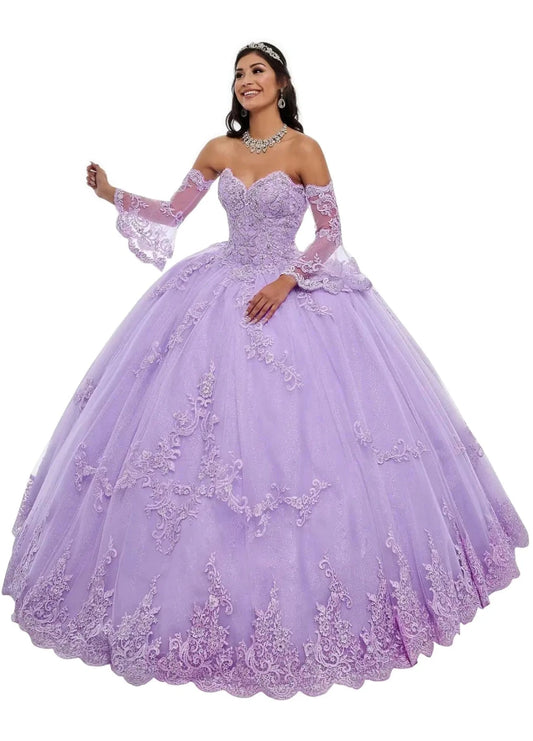 POMUYOO Lavender Quinceanera Ball Gown Size 4 - MANDOTOS INTERNATIONAL