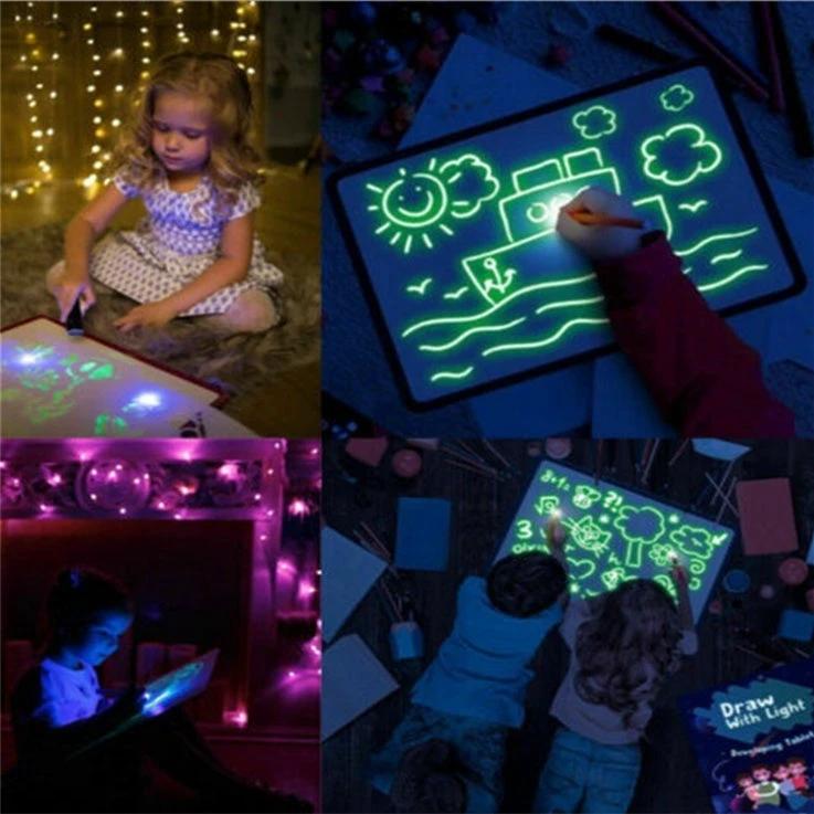 Educational Toy Drawing Pad 3D Magic 8 Light Effects Puzzle Board Sketchpad MANDOTOS