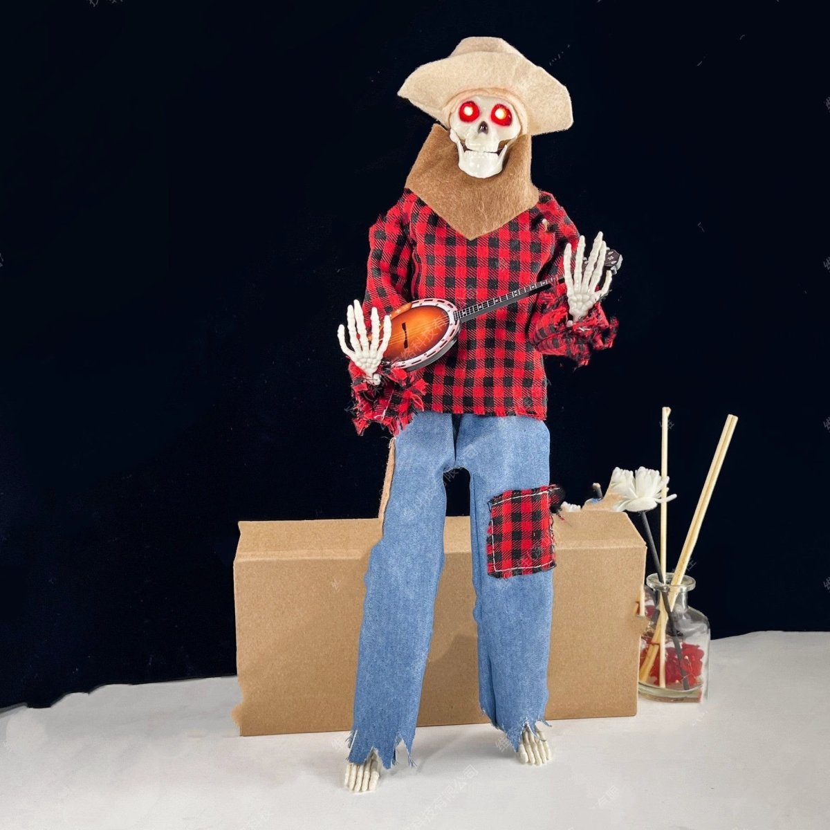 Light-Up Guitarist Skeleton: Spooky Halloween Decoration - MANDOTOS
