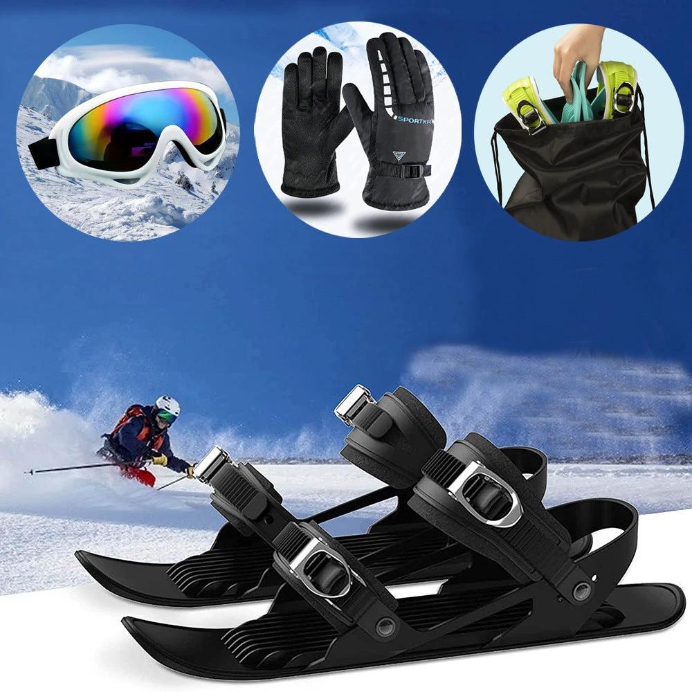Mini Ski Skates - Portable Short Skiboard Adjustable for Snow - MANDOTOS