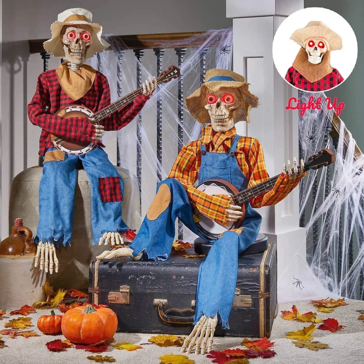 Light-Up Guitarist Skeleton: Spooky Halloween Decoration - MANDOTOS