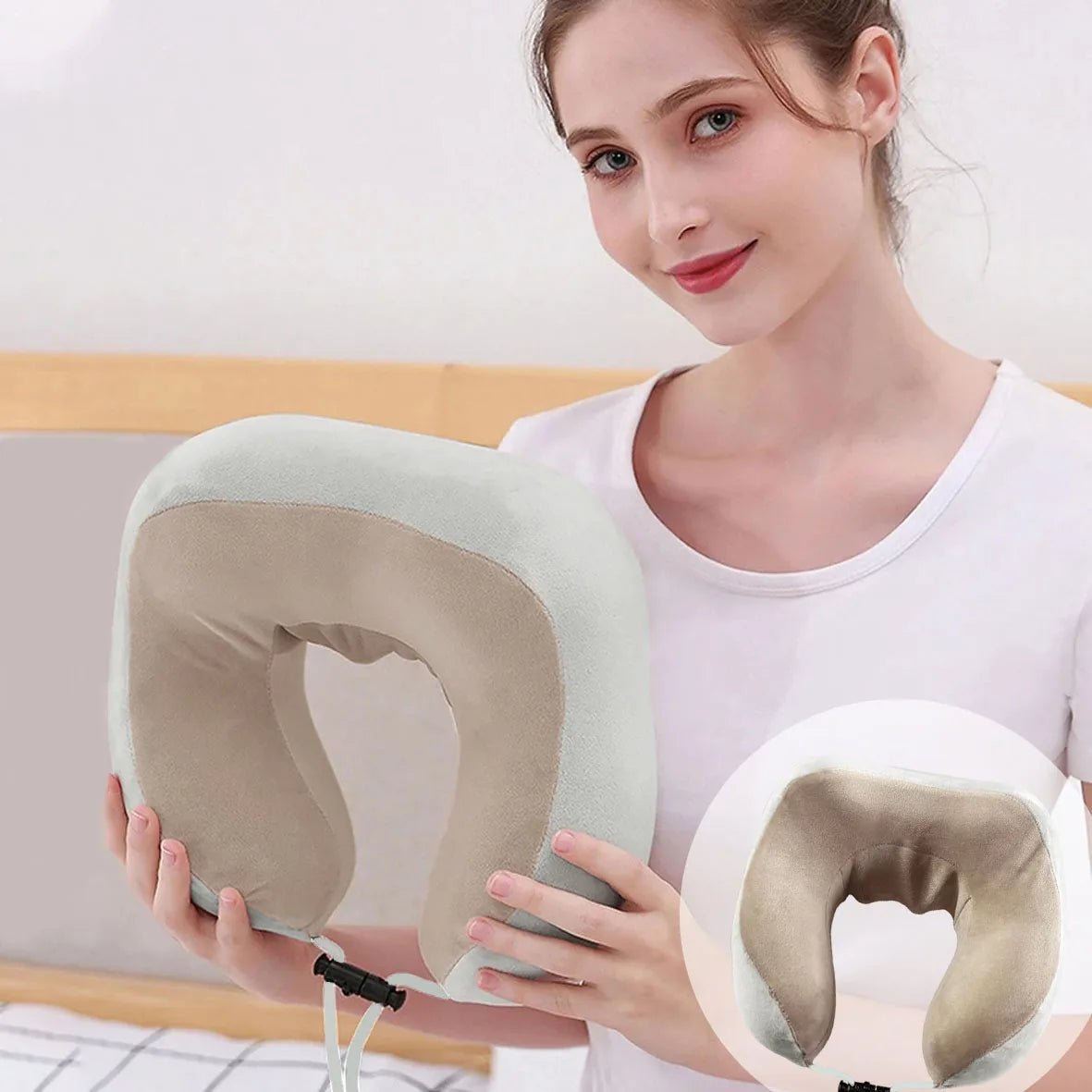 Electric Neck Massage. Portable Slow Rebound Memory Foam U-Shaped Pillow-Ergonomic, Breathable, Soft Neck Support Travel Pillow - MANDOTOS INTERNATIONAL
