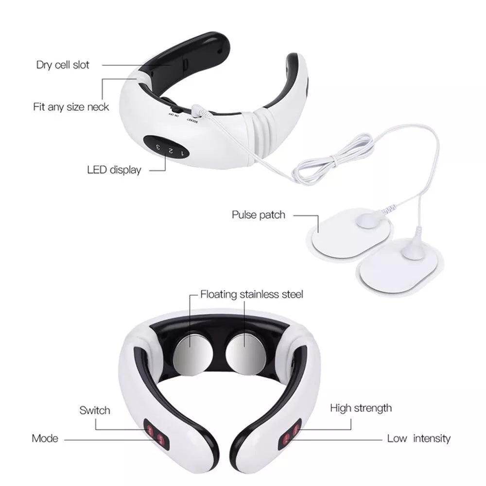Electric Tens Unit Pulse Neck Massager Magnetic Pulse Therapy Vertebra Relax - MANDOTOS