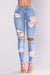 Europe and The United States New Fashion Elastic Ripped Pencil Jeans, Women's Spring and Autumn Slim-fit Small Leg Pants Jeans - MANDOTOS