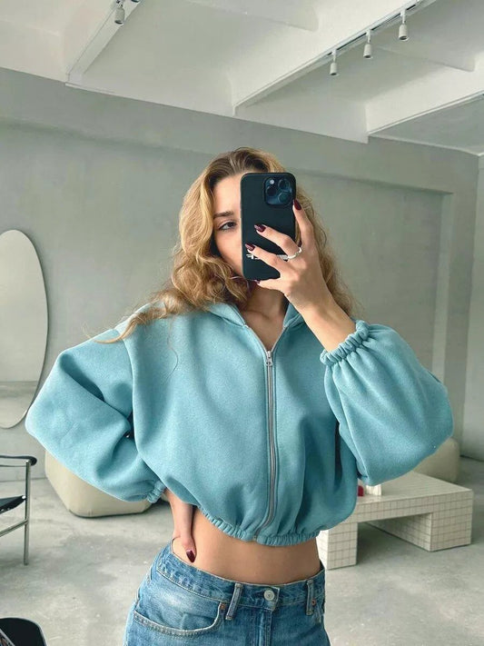 European And American Casual Women's Solid Color Hoodies - MANDOTOS