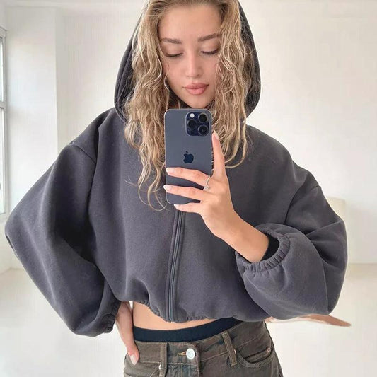 European And American Casual Women's Solid Color Hoodies - MANDOTOS
