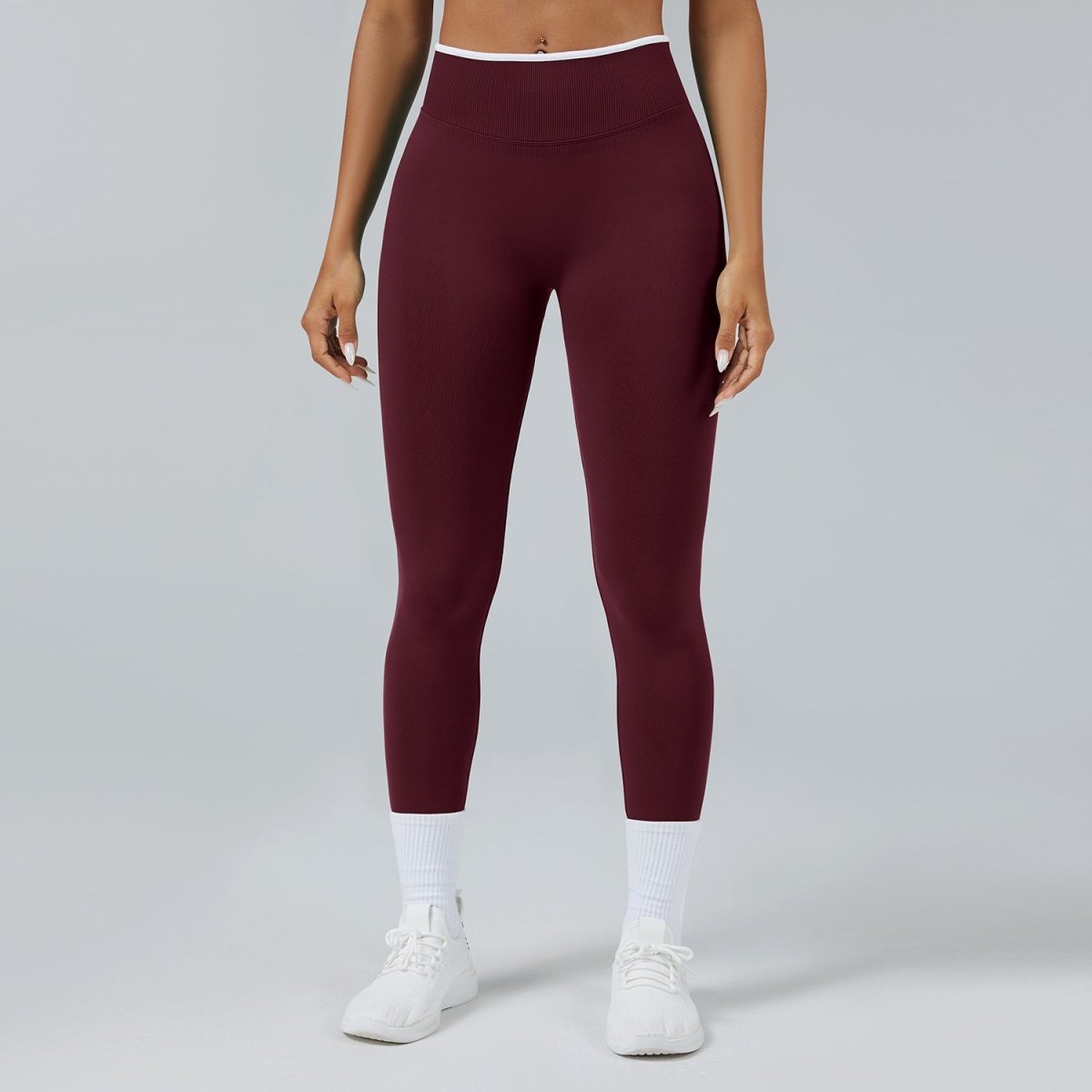 Ancient Energy burgundy seamless knitted high-waist quick-drying sports yoga pants
