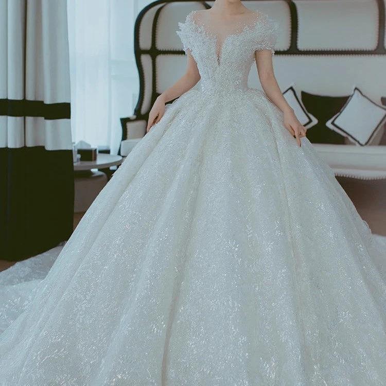 Off Shoulder French Main Wedding Dress MANDOTOS