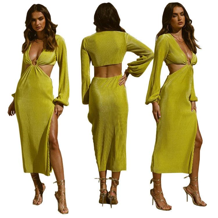 Autumn Fashion Pressed Pleated Waistless Women's Dresses MANDOTOS