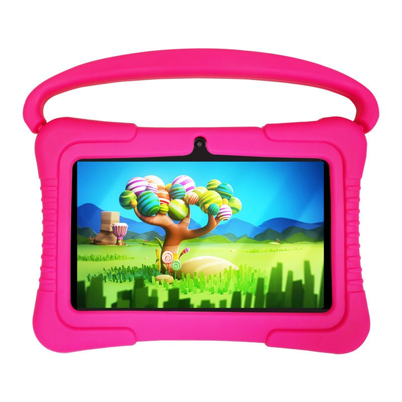 7-inch children's tablet PC in a pink rugged case with a handle by Ancient Energy