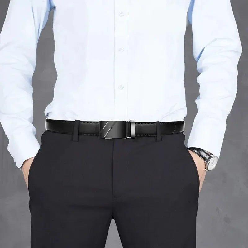 Fashion Business Men'S Belt Genuine Luxury Brand Belt Metal Buckle Belt High-Quality PU Leather Soft Belt With Cargo Pants Jeans - MANDOTOS