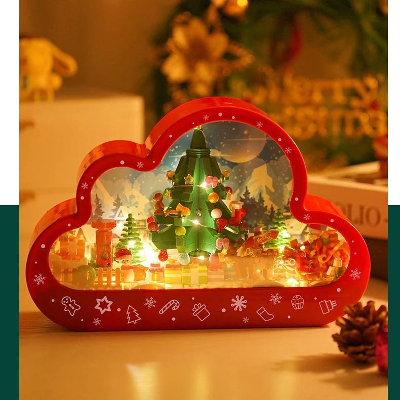 Mandotos Christmas Cloud Night Lamp With LED Lights Mirror Frame Assembled Building Blocks - MANDOTOS