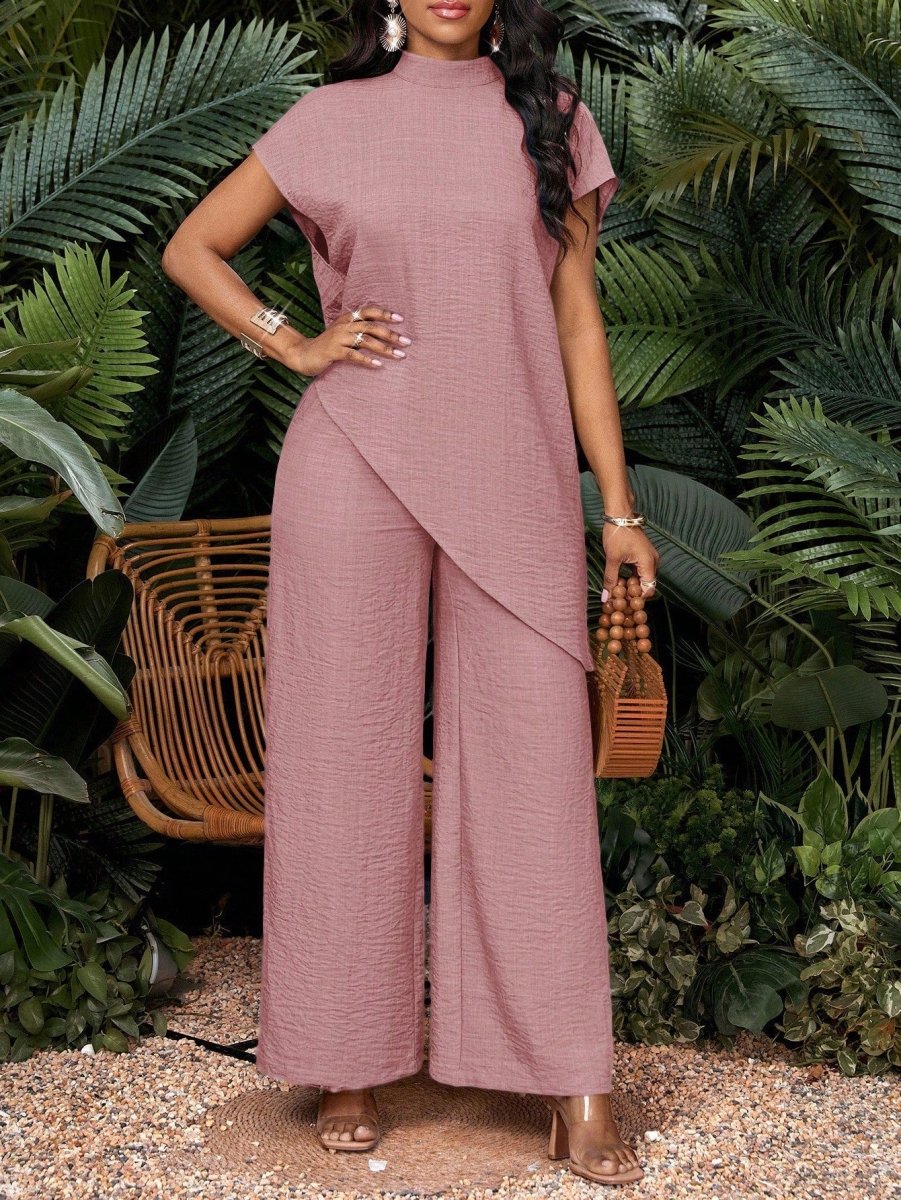 Asymmetrical Sleeveless Top & Pants Set – Women’s Two-Piece - MANDOTOS INTERNATIONALSets