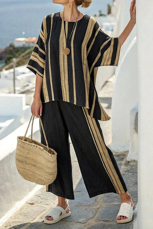 3D Print Batwing Sleeve Two-Piece Set – Loose T-Shirt & Straight-Leg Pants - MANDOTOS INTERNATIONALTwo-Piece Set