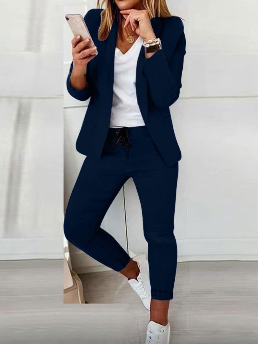 Lapel Blazer & Drawstring Trousers OL Suit – 12 Colors XS–3XL - MANDOTOS INTERNATIONALTwo-Piece Set