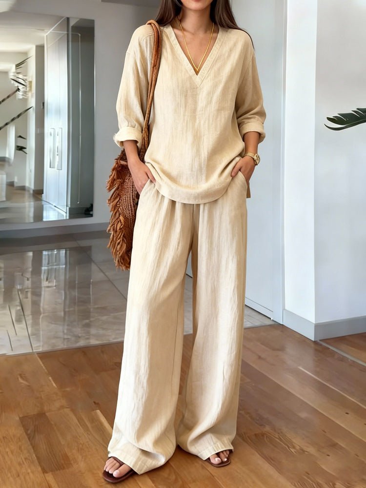 Long Sleeve Top & Full-Length Pants Two-Piece Set – 9 Colors S–3XL - MANDOTOS INTERNATIONALTwo-Piece Set