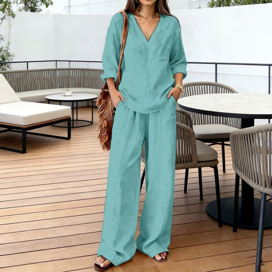 Long Sleeve Top & Full-Length Pants Two-Piece Set – 9 Colors S–3XL - MANDOTOS INTERNATIONALTwo-Piece Set