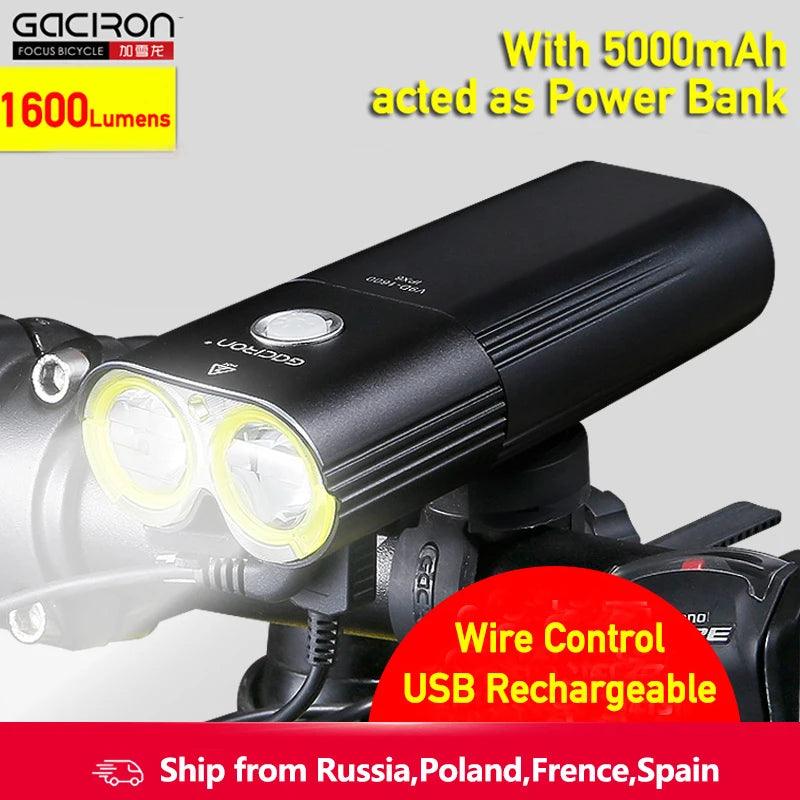 GACIRON 400-1800 Lumens Bicycle Front Light USB Rechargeable Cycling Headlight Flashlight MTB Road Bike Waterproof LED Head Lamp - MANDOTOS
