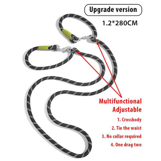 GlowGuide Reflective Nylon Dog Leash - MANDOTOS