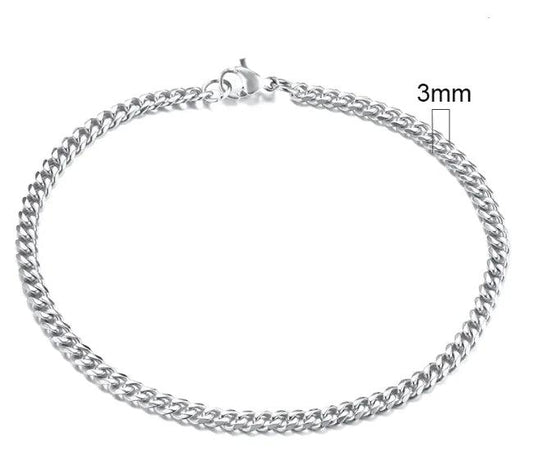 Gold-Tone Stainless Steel Cuban Bracelet 3-11mm - MANDOTOS