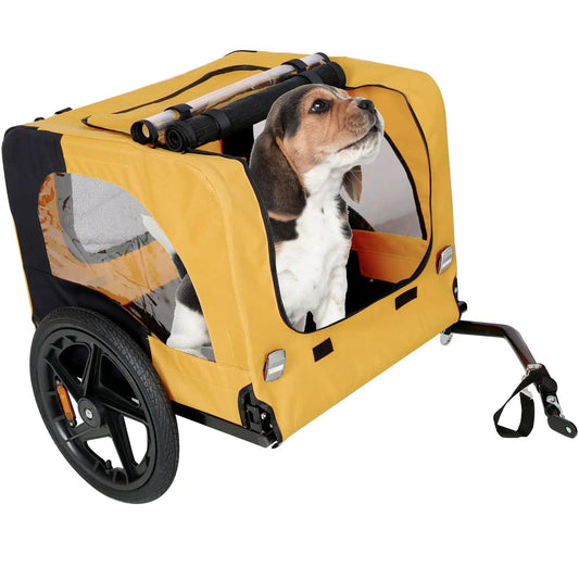 Heavy-Duty Yellow Pet Stroller with Bike Hitch - MANDOTOS