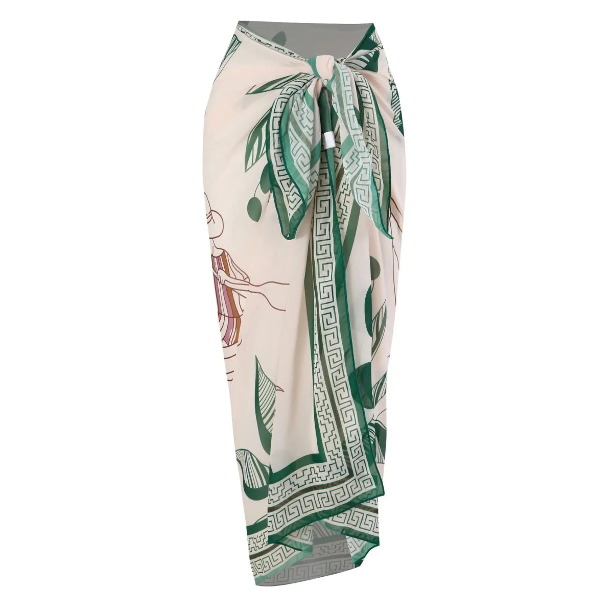 High Quality Swimwear Fabric Women Print Sarong Swimsuit Beach Coverup Wrap Skirt Pareo 2Pcs Bikini Set Custom Logo Bathing Suit - MANDOTOS INTERNATIONAL