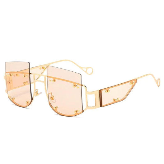 Hollow Out Oversized Women Square Sunglasses 2022 Brand Designer Men Sun Glasses Big Frame Oculos De Sol Feminino Sunglasses - MANDOTOS