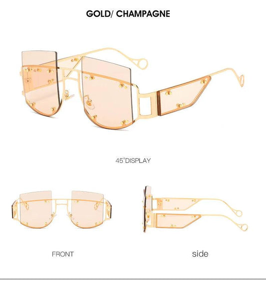 Hollow Out Oversized Women Square Sunglasses 2022 Brand Designer Men Sun Glasses Big Frame Oculos De Sol Feminino Sunglasses - MANDOTOS