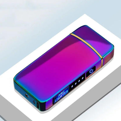 USB Rechargeable Electric Windproof Double Arc Lighter with LED Display - MANDOTOS