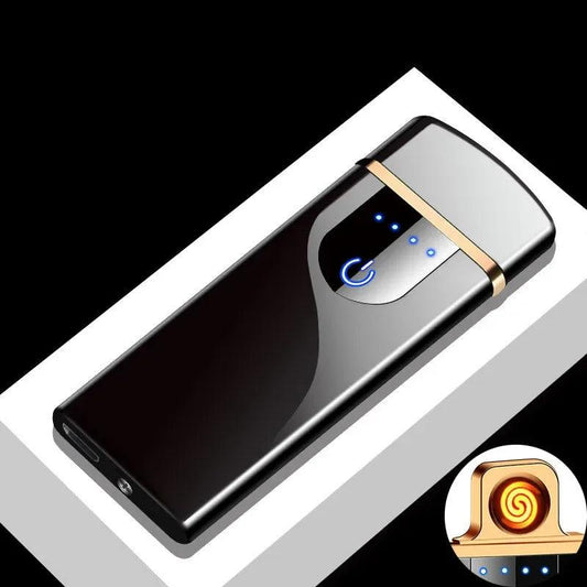 USB Rechargeable Electric Windproof Double Arc Lighter with LED Display - MANDOTOS