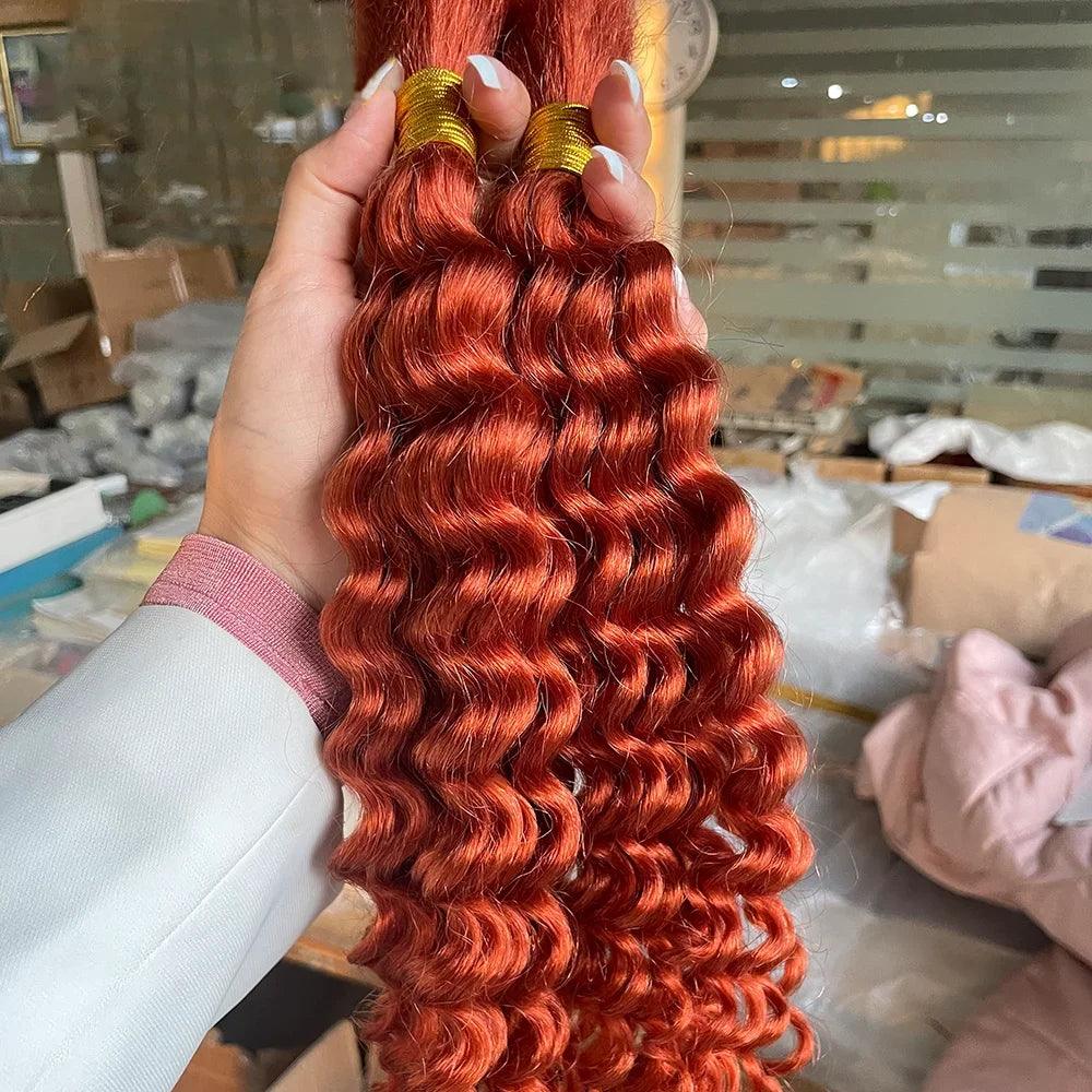Human Braiding Hair 1 Bundle 20 Inch Human Hair Bundles for Braiding Highlight P4/27 Color Deep Wave Bulk Human Hair Bundles - MANDOTOS