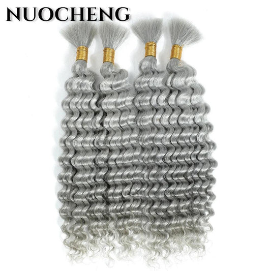 Human Braiding Hair 1 Bundle 20 Inch Human Hair Bundles for Braiding Highlight P4/27 Color Deep Wave Bulk Human Hair Bundles - MANDOTOS