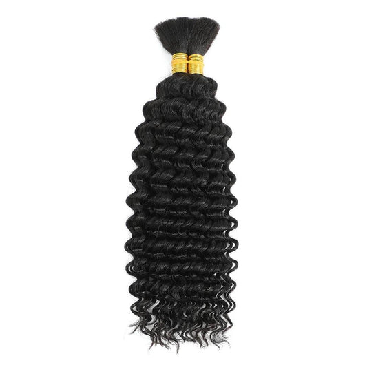 Human Braiding Hair 100g Deep Wave Human Hair Bulk for Braiding No Weft Curly Human Hair Extensions for Boho Braids - MANDOTOS
