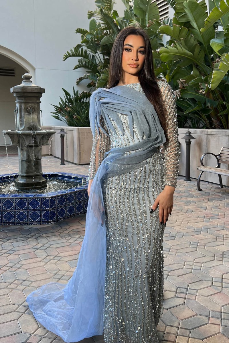 Imani Long Sleeve Side Skirt Dress - MANDOTOS INTERNATIONALLong Dress