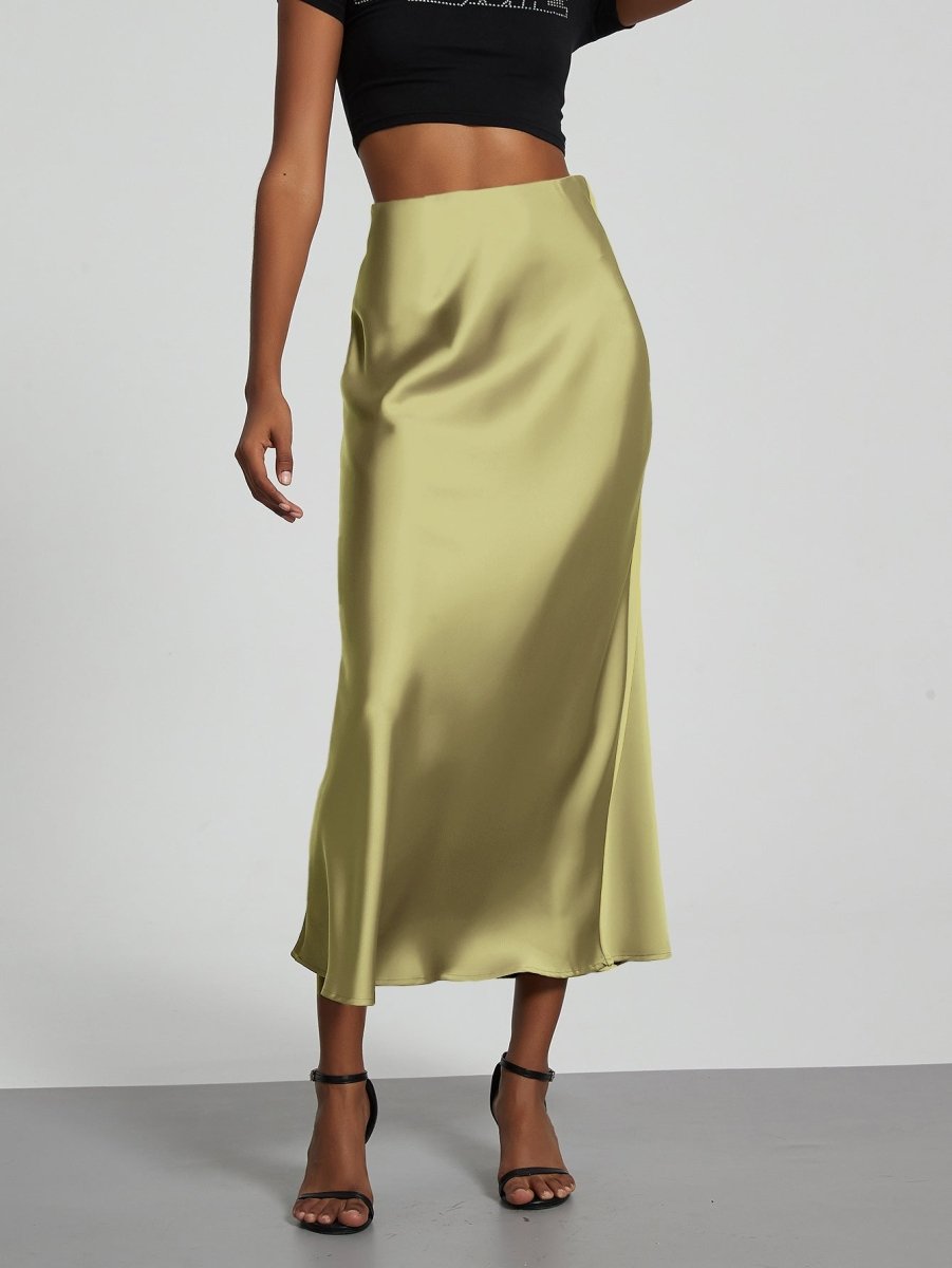 In-Stock Cross-Border Women's Clothing Wholesale European and American Style Elegant Satin Midi Skirt Slimming and Flowy - MANDOTOS INTERNATIONAL