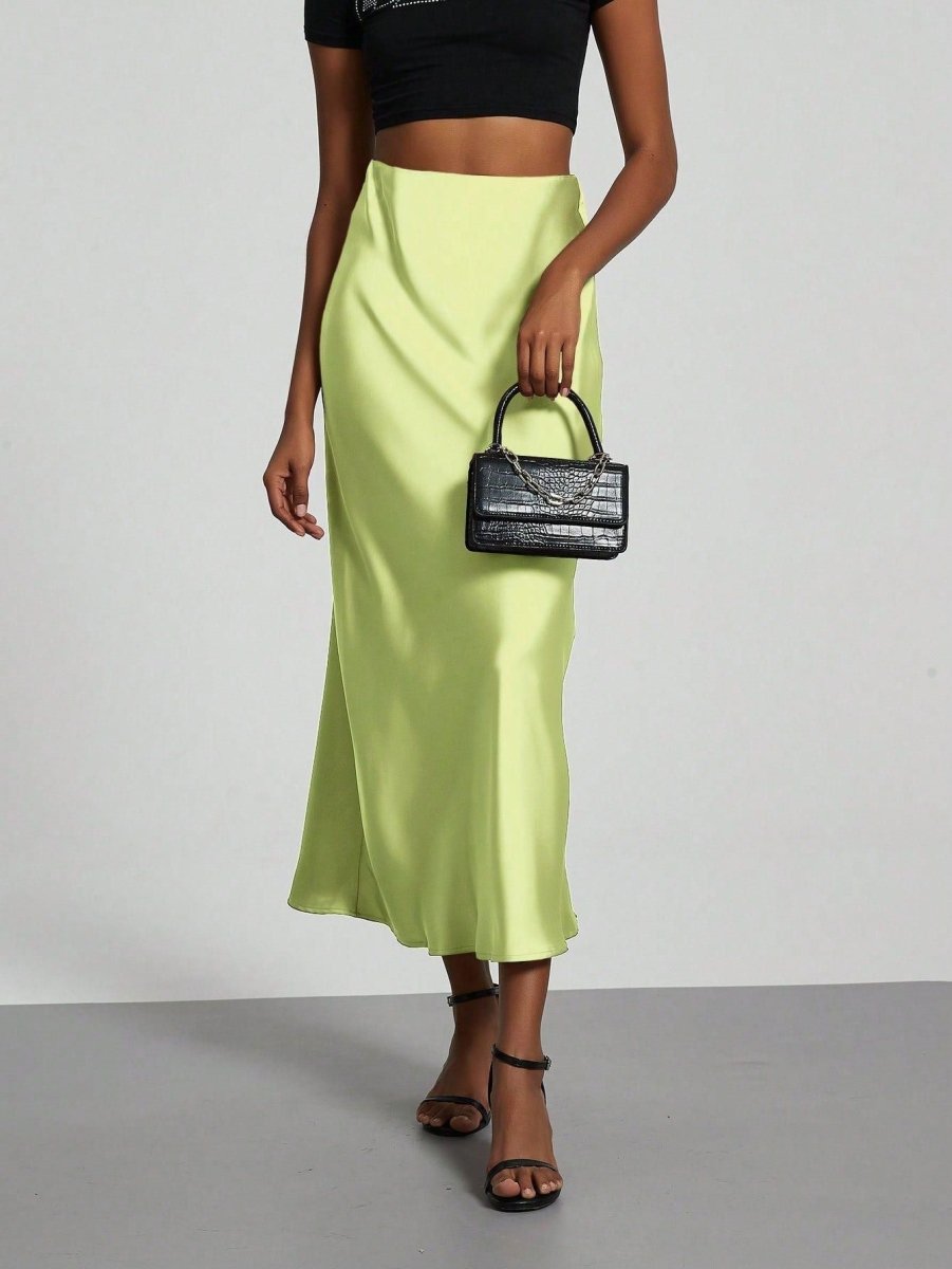 In-Stock Cross-Border Women's Clothing Wholesale European and American Style Elegant Satin Midi Skirt Slimming and Flowy - MANDOTOS INTERNATIONAL